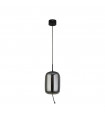 Suspension Lisbon Verre,acier doux Noir,verre fumé 1 ampoule 43cm