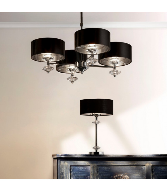 Suspension New Orleans Acier doux Chrome 4 ampoules 54cm