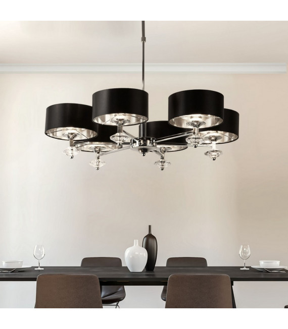 New Orleans Mild Steel Chrome Pendant 6 bulbs 54cm