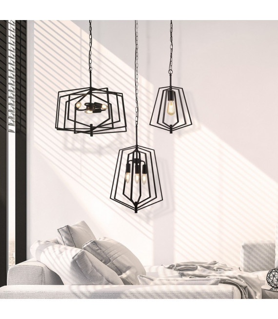 Suspension Slinky Acier doux Noir mat 1 ampoule 44cm