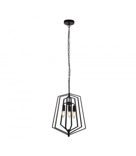Suspension Slinky Acier doux Noir mat 3 ampoules 55cm