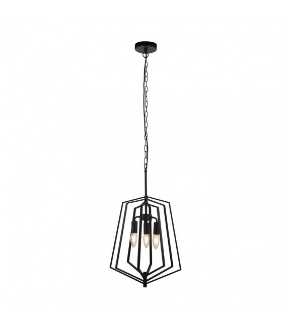 Sospensione Slinky Acciaio dolce Nero opaco 3 lampadine 55cm
