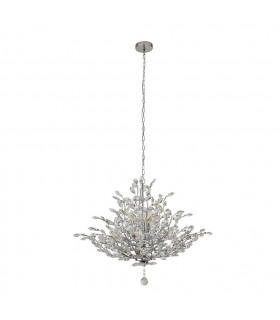 Suspension Bouquet Glass, Mild Steel Chrome, Clear 11 bulbs 62cm