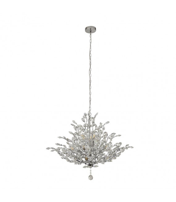 Hängestrauß Glas, Stahl Chrom, Klar 11 Glühbirnen 62cm