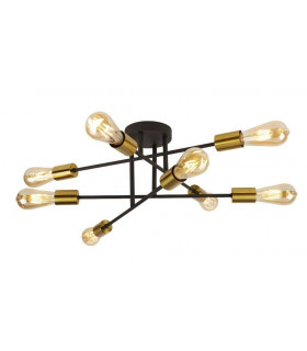 Plafón Armstrong Steel negro mate 8 bombillas 23cm