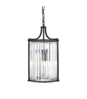 Suspension lanterne Victoria Verre,acier doux Noir mat 2 ampoules 47cm