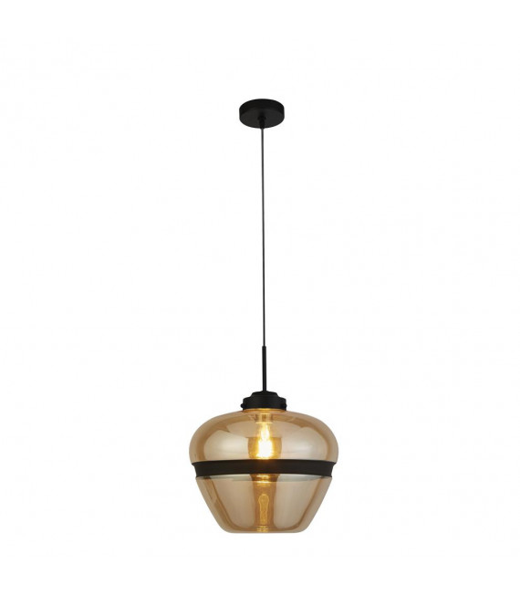 Meringue pendant Glass, mild steel Black, champagne 1 bulb 42cm