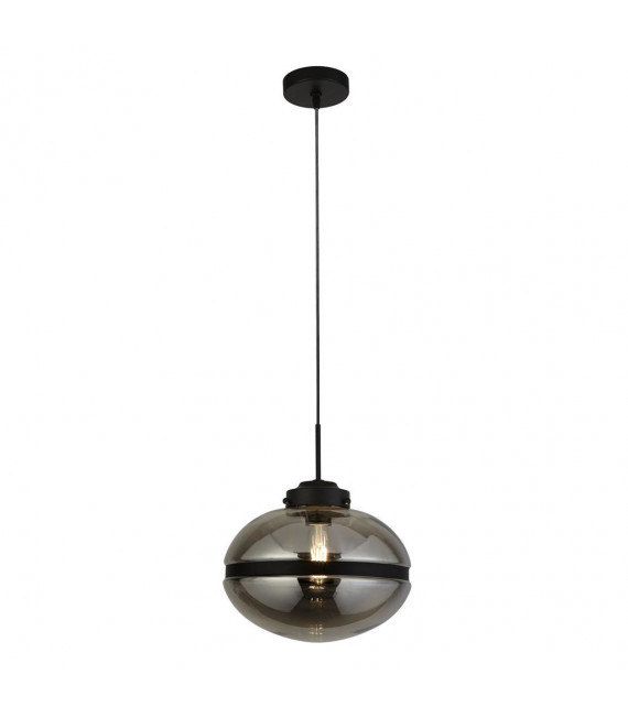 Pendente Meringue Vetro, acciaio dolce Fumé Nero 1 lampadina 38cm