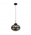 Suspension Meringue Verre,acier doux Fumé Noir 1 ampoule 38cm