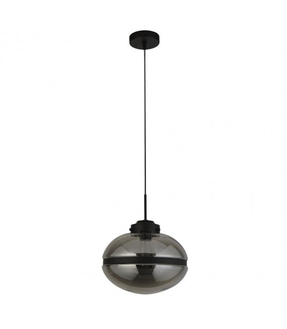 Merengue colgante Vidrio, acero dulce Ahumado Negro 1 bombilla 38cm