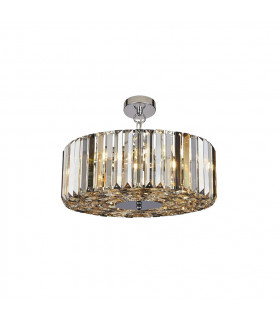 Suspension Chapeau Verre,acier doux Chrome,ambré,Transparent,fumé 5 ampoules 21cm