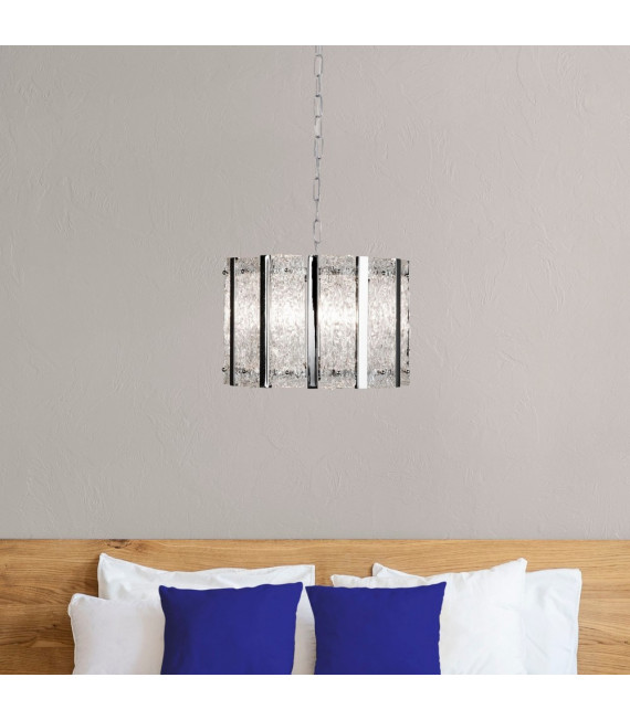 Suspension Alexandra Acier doux Argent satiné 5 ampoules 29cm