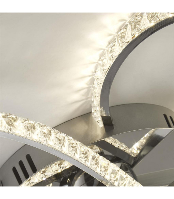 Plafoniera LED integrata Daisy Vetro, alluminio, acciaio dolce cromato, grigio, trasparente