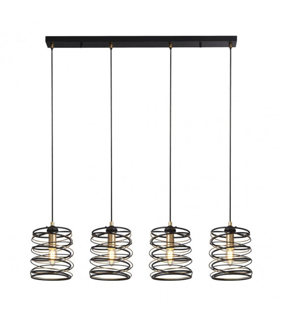Suspension Spring Acier doux Or noir 4 ampoules 22cm