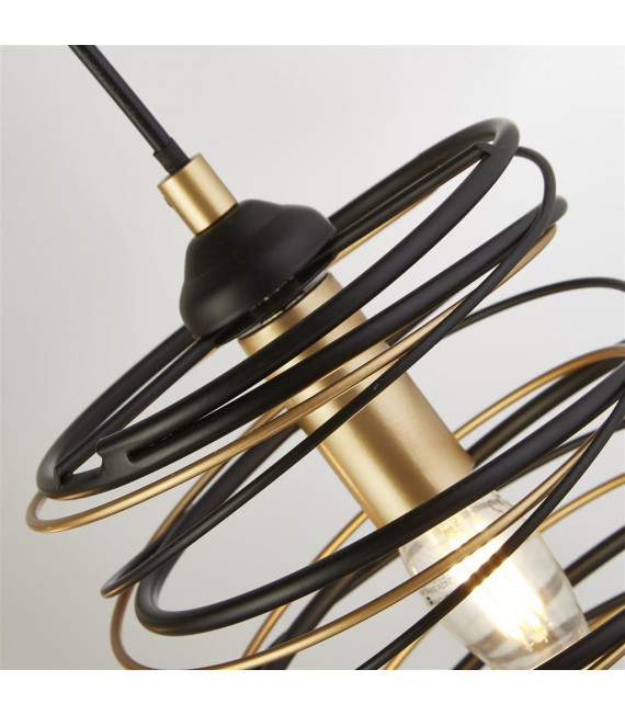 Federanhänger Stahl Schwarzgold 4 Glühbirnen 22cm