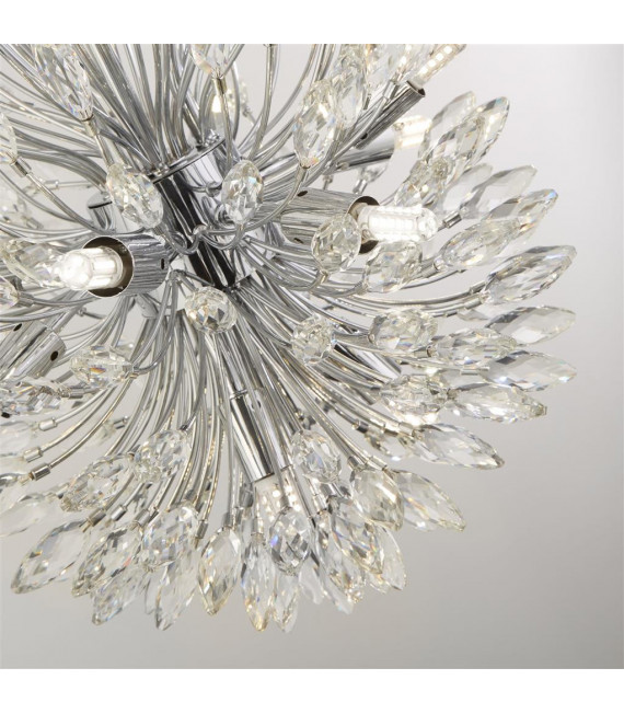 Peacock Pendelleuchte Glas, Stahl Chrom, Klar 14 Glühbirnen 64cm