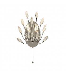 Lampada da parete di design Peacock 2 lampadine Vetro, acciaio dolce Cromo, Trasparente