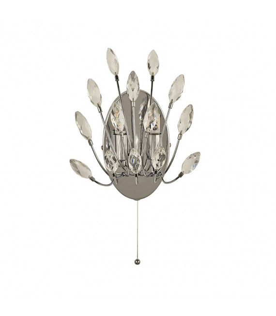 Lámpara de pared de diseño Peacock 2 bombillas Vidrio, acero dulce Cromo, Incoloro