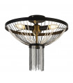Design ceiling light Acrylic baguette, black mild steel, brass, transparent 3 bulbs 27cm