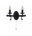 Cartwheel wall light Mild steel Matt black 2 bulbs 18cm