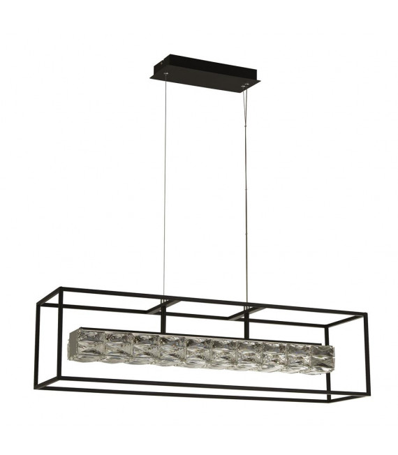 Vidrio de elevador colgante, acero inoxidable, cromo de acero dulce, negro mate, transparente 26 cm