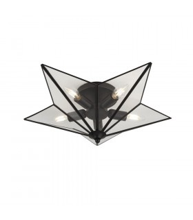Plafón Star Acero dulce Negro 5 bombillas 18cm