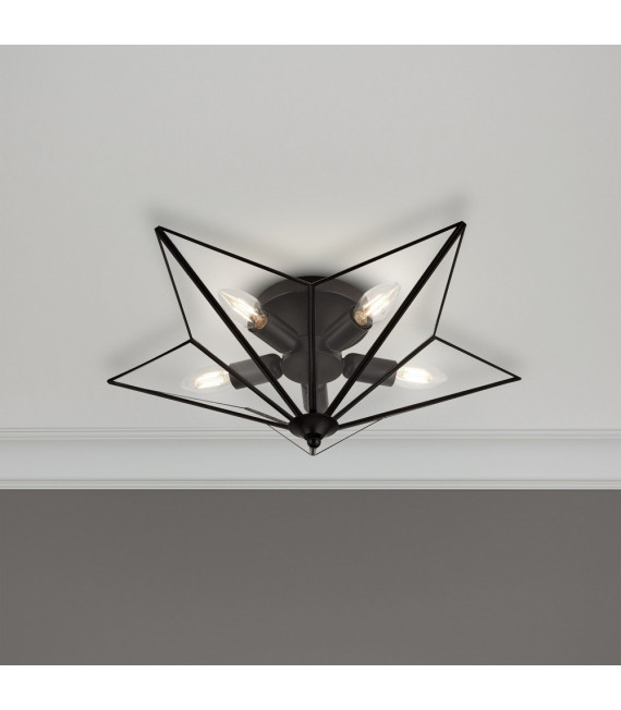 Plafoniera Star Acciaio dolce Nero 5 lampadine 18cm