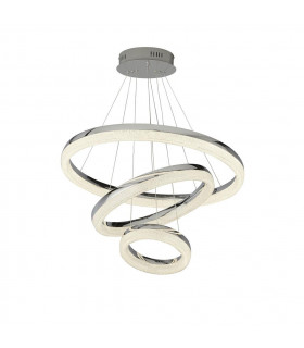 Lámpara de techo LED integrada Circle de 3 focos Acrílico, acero dulce, cromo, gris, transparente