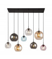 Mardi Gras pendant lamp 8 bulbs Mild steel Matte black, blue, amber, transparent, pink, smoked