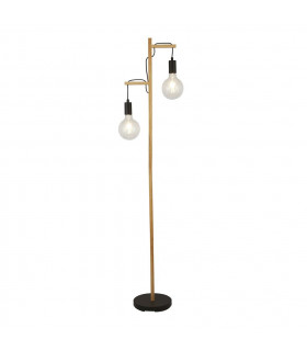 Floor lamp Woody 2 bulbs Wood, mild steel Black, natural wood
