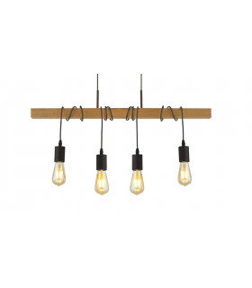 Lampada a sospensione Woody Legno, acciaio dolce Legno di frassino 4 lampadine 150cm