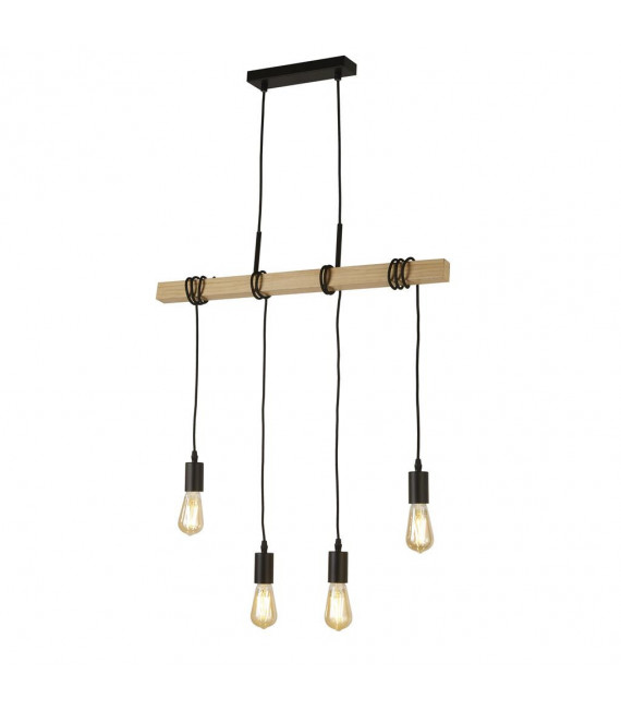 Suspension Woody Bois,acier doux Bois de frêne 4 ampoules 150cm