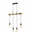 Suspension Woody Bois,acier doux Bois de frêne 4 ampoules 150cm