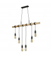 Suspension Woody 6 ampoules Bois,acier doux Bois de frêne