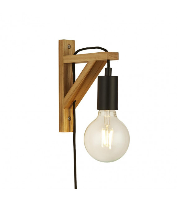 Woody 1-Light Wall Sconce Wood, Mild Steel Black, Natural Wood
