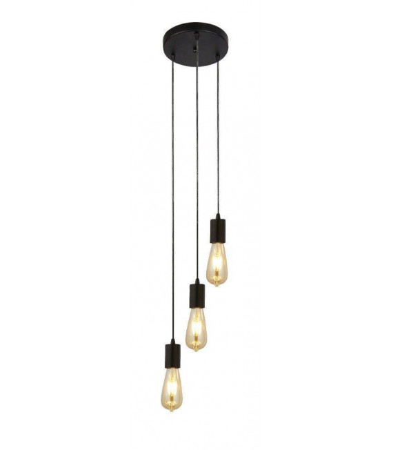 Colgante Squiggle 3 luces Acero Negro mate