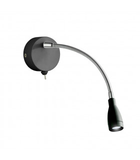 Aplique de pared con luz de lectura Flexi Mild acero Negro mate 6 bombillas 28,5cm