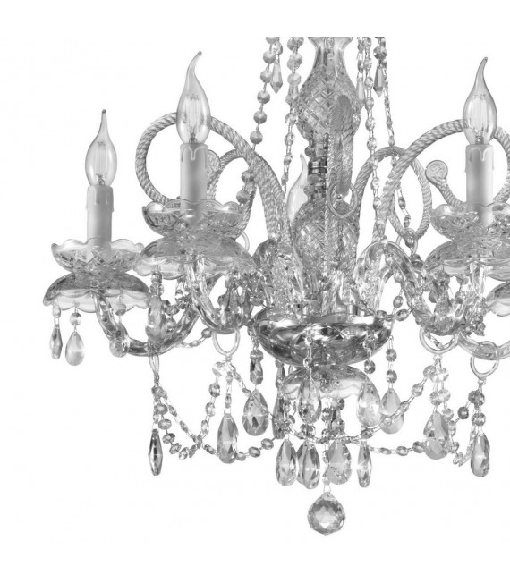 Chandelier sans abats jours Amaro 5 ampoules Chrome