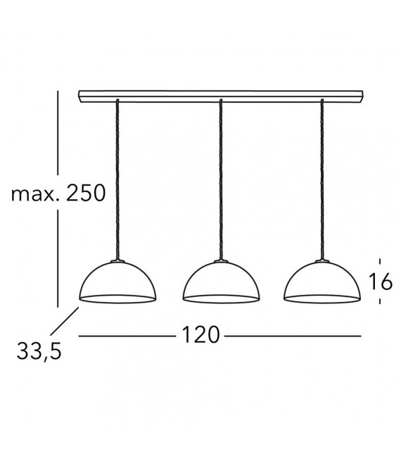 Cult pendant lamp 3 bulbs 250cm