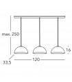 Cult pendant light matt white 3 bulbs 250cm