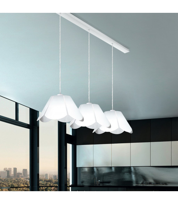 Suspension Bloom Mat blanc 3 ampoules 250cm