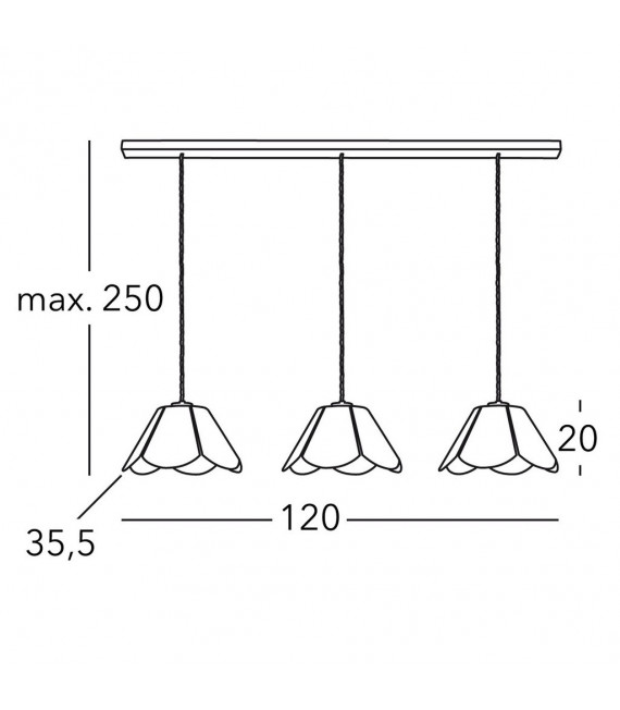 Bloom Mat lámpara colgante blanca 3 bombillas 250cm