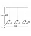 Suspension Bloom Mat blanc 3 ampoules 250cm