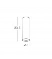 Spot Downlight Tube Silver 1 bulb 23.5cm