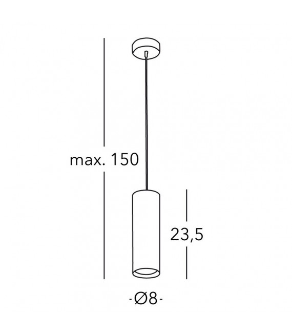 Suspension design Tube Argent 1 ampoule 23,5cm