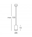 Suspension design Tube 24 carats plaqué d'or Or 1 ampoule 1cm