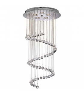 Lámpara colgante de pasillo en espiral, cromo y cristal