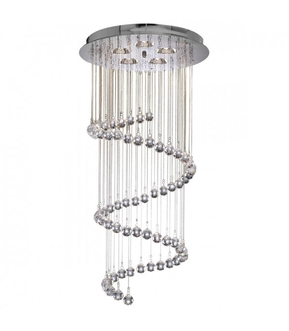 Lámpara colgante de pasillo en espiral, cromo y cristal