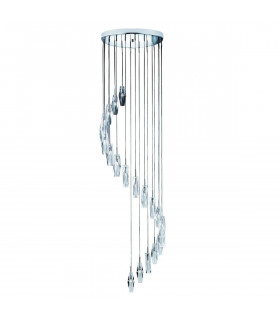 Lámpara colgante 20 bombillas Sculptured Ice, en cromo y cristal K9
