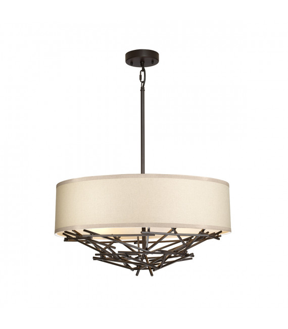 Lampada a sospensione Taiko Acciaio, lino Bronzo invecchiato 4 lampadine 29,7 cm